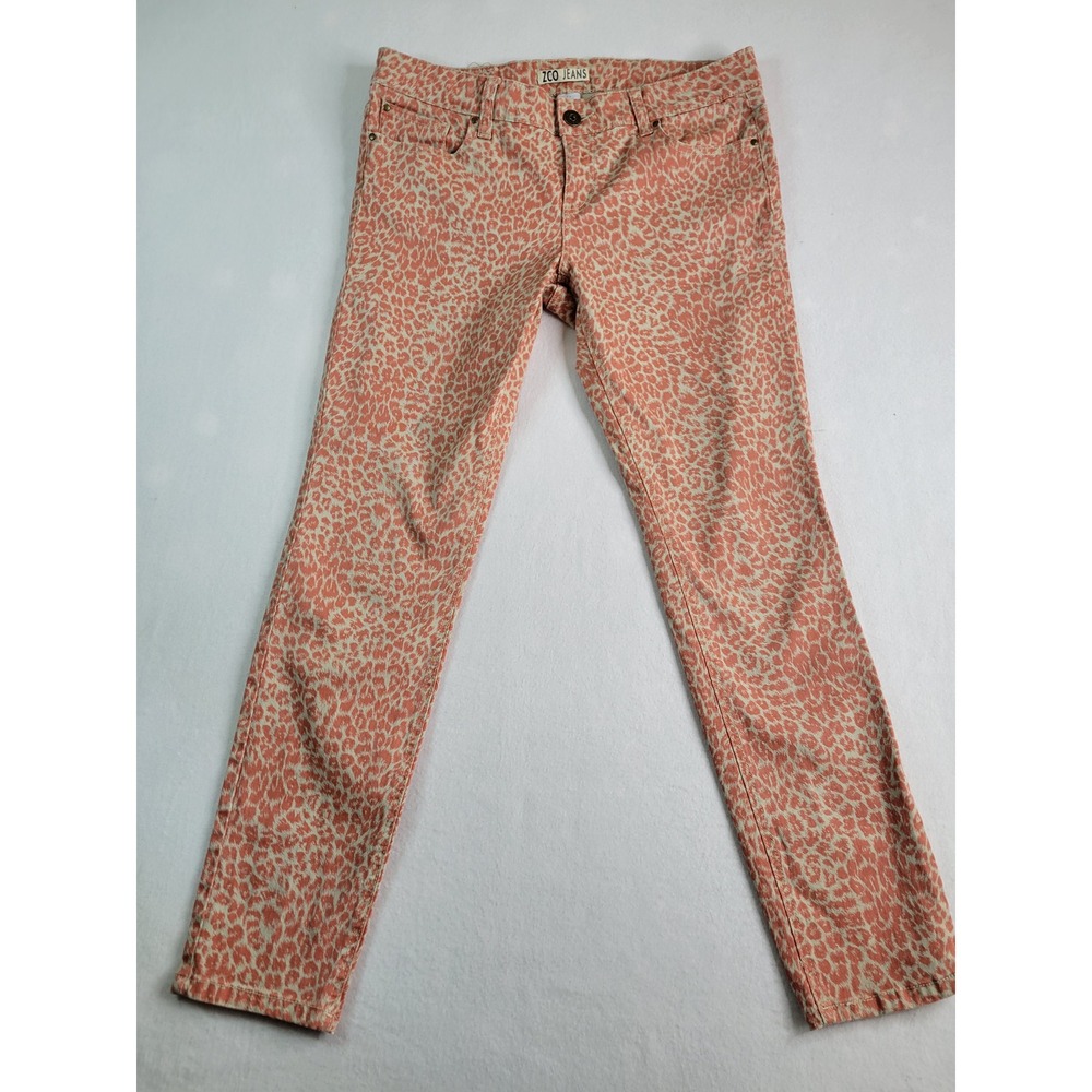 ZCO Jeans Womens Orange/Tan Leopard‎ Print Skinny Jeans Stretch  34x28 sz 11